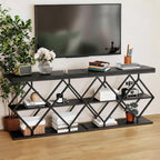 Garvee 3 Tier Console Table with Open Wood Shelves,39" Industrial Entryway Table,Sofa Table,Narrow Wood Accent Tables with Metal Frame for Hallway,Living Room,Behind Couch,Foyer,Entrance,Black