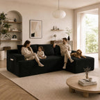 Couch Comfy Sectional Couches for Living Room,U Shaped Modular Cloud Couch Sofa, Minimalist Modular Sectional Sofa with Deep Seat (Black, 96" L Shaped with Right Facing Chaise)