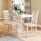 GIANTEX Wooden Dining Chairs Set of 2, Kitchen Chair w/Rubber Wood Frame & Leaf-Shaped High Back, Max Load 400 LBS, Farmhouse Armless Dinette Side Chairs for Living Room Restaurant, Cream White
