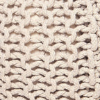 · REDEARTH · Round Pouf Ottoman - Hand Knitted Boho Poof Footrest - Ivory