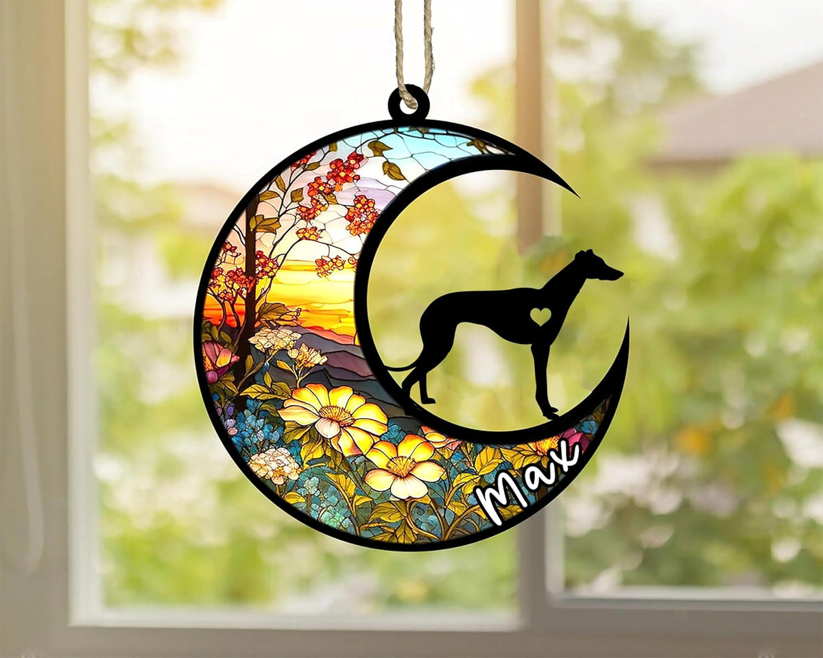 Personalized Dog Memorial, Custom Name Greyhound Dog Christmas Ornament with Name, Custom Breeds, Pet Loss Light Catcher, Gifts for Lovers Loss of Pet Sympathy on Mothers Day Christmas