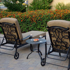 Darlee Santa Monica 3 Pc Cast Aluminum Chaise Lounge Set w/ 24 Inch Table & in Antique Bronze/Sesame