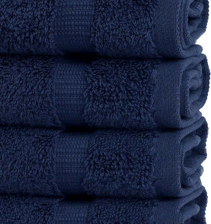 Chakir Turkish Linens | Hotel & Spa Quality 100% Cotton Premium Turkish Towels | Soft & Absorbent (12-Piece Washcloths, Navy)