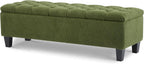 Christopher Knight Home Ottilie Boucle Fabric Storage Ottoman Bench, Wooden Rectangular Ottoman with Storage, Bedroom End of Bed Foot Stool, Entryway Ottoman Footrest, Living Room Extra Seat, Green