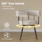 AODAILIHB 360° Swivel Boucle Dining Chairs Set of 2,Modern Upholstered Kitchen Chair with Curved Backrest,Armless Dining Chairs with Metal Legs for Dining Room, Vanity, Living Room, White