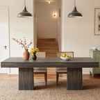 GarveeHome Square Dining Table for 4, 31.5'' Small Kitchen Table with Pedestal Base, Farmhouse Dinner Tables for Kitchen, Dining Room, Living Room, Cafe, Apartment, Small Spaces (Grey-Black)