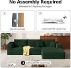 MoonSpeak 107" Sectional Couches for Living Room.Deep Seat Corduroy L Shaped Modular Sofa.Cloud Sectional Sofa.Upholstered Couches with Oversized Chaise(Green,Right Chaise)