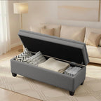 50" Storage Ottoman Bench, Rectangular End of Storage Bench, Upholstered Large Fabric Tufted Ottoman with Storage for Living Room, Bedroom, Entryway,Dark Gray