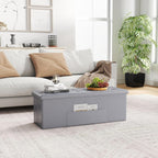 Giantex 43 Inches Folding Storage Ottoman Bench, Upholstered PU Leather Storage Chest with Side Pocket, Padded Seat, End of Bed Bench, Collapsible Ottoman Foot Rest for Living Room, Bedroom & Entryway