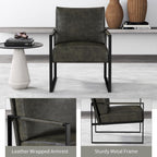 CANMOV Modern Accent Chair Set of 6, PU Leather Armchair with Metal Frame,Comfy Single Reading Chair with Soft Padded Backrest and Cushion for Living Room, Bedroom,Reading Room,Office,Dark Grey