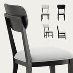 COLAMY Solid Wood Dining Chairs Set of 4, Mid Century Modern Upholstered Kitchen Chairs with 3.3" Thick Cushion, Farmhouse Dining Room Chairs with Level Legs & Wire-Brushed Finish, Black