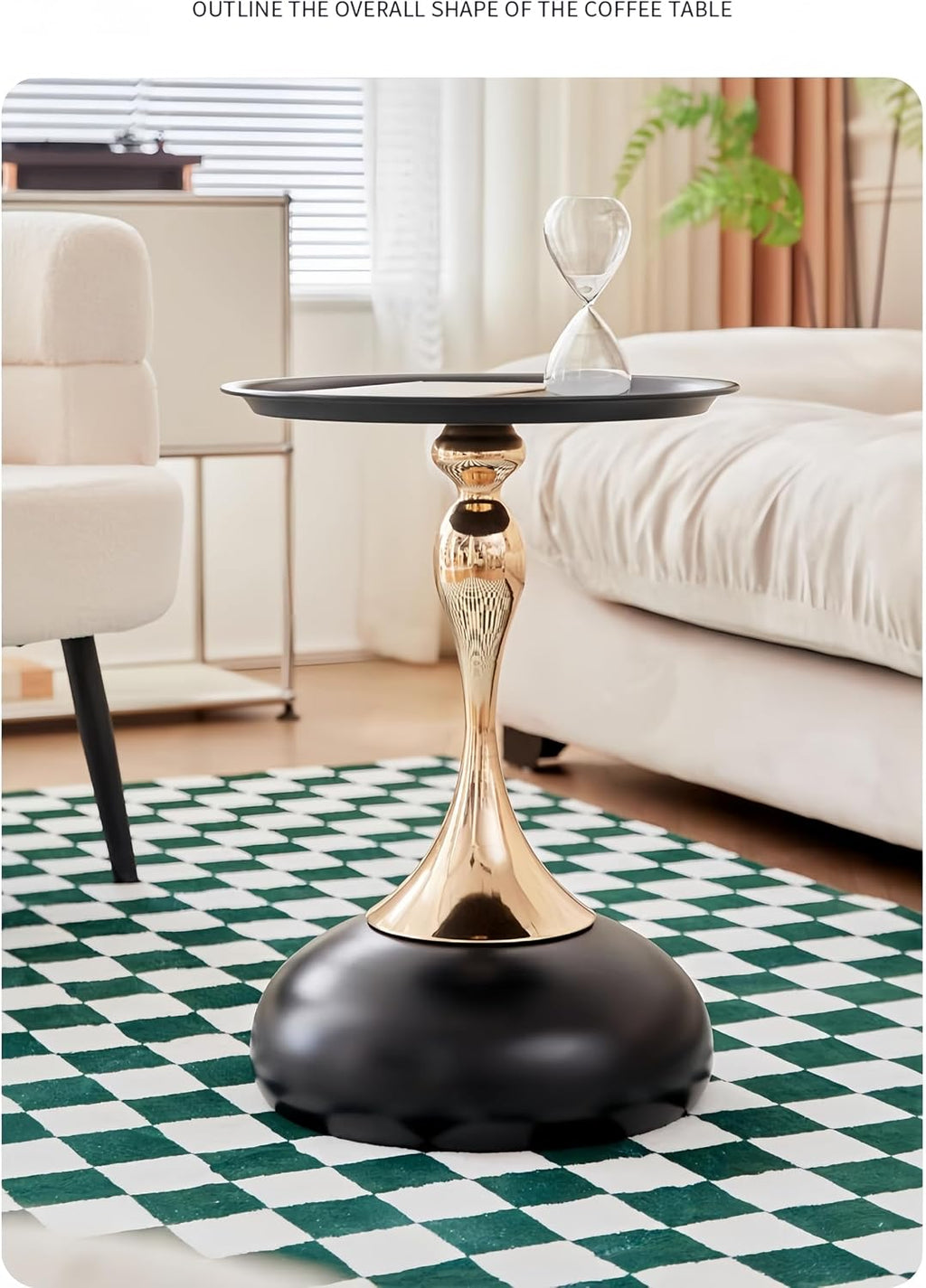 Coffee Table Living Room Metal Moving knickknacks Bedroom nightstand Sofa Side Several Balconies Round Table Italian-Style Telephone Table (Black)