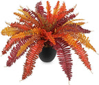 Hollyone Fake Boston Fern in Pot Fall Faux Fern Medium Potted Plant Medium Autumn Decor Plants Outdoor Indoor Autumn Boston Ferns Artificial Plants for Patio Garden Farmhouse Fall Decorations for Home