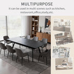 Extendable Dining Table 47-59 Inch - Space-Saving Slide-Out Design, Black Lava MDF Top for 4-8 People, Perfect for Dining Room, Apartment & Home Office