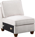 YOPTO 127" L-Shaped Sectional Couch with Movable Ottoman & 6 Throw Pillows,7 Seat Chenille Upholstered Sofa W/2 Cup Holder,USB Port & Hidden Storage Box,DIY Combination,for Living Room,Apartment,Beige