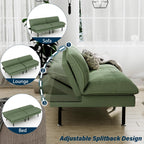 Ribilake 2 Sets 70" Futon Sofa Bed, 4 in 1 Multi-Function Couch Sleeper with Adjustable Backrest, Modern Convertible Futon, Recliner Small Loveseat for Living Room, Green