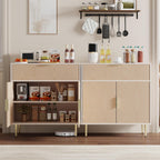 Housoul Sideboard Buffet Cabinet with 2 Doors & Drawer, Coffee Bar with Adjustable Shelves, Liquor Cabinet with Storage, Accent Cabinet Console Table for Living Dining Room, Oak