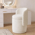 MALOL Ottoman with Storage, Swivel Vanity Stool with Back | 13GAL Velvet Makeup Stool with Reversible Lid, Multi-Functional Makeup Footstool for Bedroom, Beige