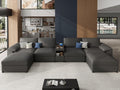 EASE MOOSE Modular Sectional Couch, U Shaped Couch for Living Room, Grey | Pet-Friendly Faux Leather, Oversized Deep Seat, Easy to Clean, Solid Wood Frame, Easy Assembly, Scratch Resistant