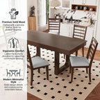 Farmhouse Extendable Dining Table Set with 8x10 Beige Washable Non-Slip Area Rug for Living Room, Bedroom, and Hallway