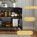 Modern Credenza Storage Cabinet: 63" Grey and Black Sideboard Buffet
