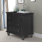 3-Drawer Storage Wood Cabinet, End Table Set of Two with Pull Out Tray As A Bedside Table, A Sofa Side Table, Or As A Decorative Piece for Living Room Or Study Room (Black-09)