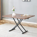 Space Saving Folding Dining Table, Adjustable Height Foldable Coffee Table with Wooden Tabletop and Metal Legs, Small Transformer Kitchen Table for Living Room, Dining Room, Apartment