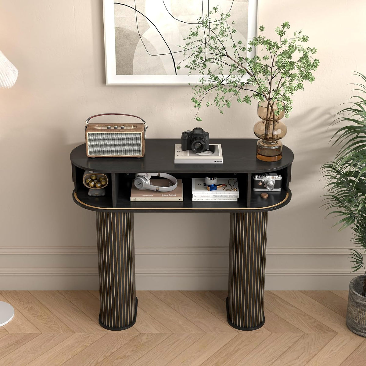 Round Modern Console Table, Mid Century Sofa Table