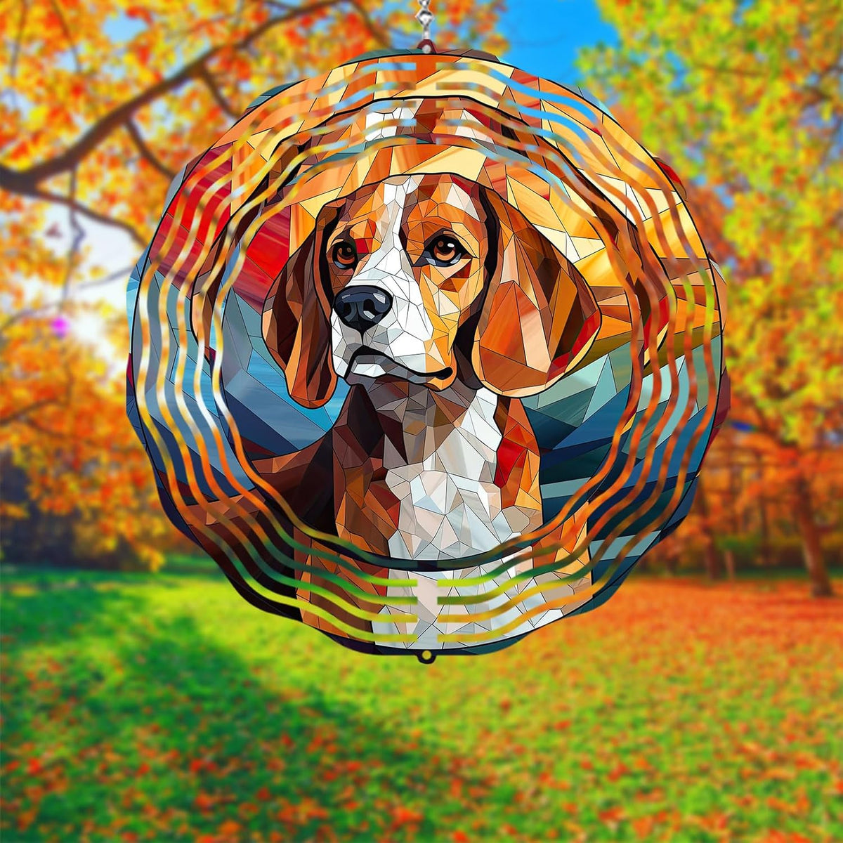 Beagle Dog Wind Spinners Outdoor Dog Memorial Gifts, 3D Metal Kinetic Hanging Garden Wind Spinner, Spinner Decor, Wind Sculptures for Outdoor & Indoor, Window, Yard Decor (Beagle 2)