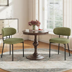 Upholstered Dining Chairs Set of 2, Modern Fabric Kitchen Chairs with Curved Backrest and Cushioned Seat, Sturdy Metal Legs, Modern Dining Chairs for Kitchen Dining Room, Living Room,Green