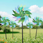 winemana 12 Pcs Reflective Pinwheels Outdoor, Wind Spinners for Yard & Garden, Sparkly Bird Repellent Windmill Scare Birds Away, Deterrent Devices for Outside Patio Lawn Spring Decor (Green)