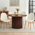 Dining Table Set for 4, Mid Century Modern 47 Inch Wooden Round Dining Table Set, Space Saving (Table + 4 White Chairs)