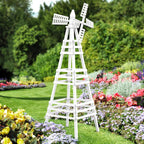 Wooden Windmill, Weather-Proof Wind Spinner, Outdoor Wind Mill for Garden Lawn Patio Decoration (White, Large)