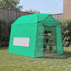 8.5 x 7 FT Walk-in Greenhouse, Portable Pop-up Green House 3 Adjustable Hights Heavy Duty Plant Gardening Canopy with Durable PE Cover for Indoor Outdoor (Clear and Green)