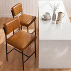Faux Leather Bar Stools Set of 2,26 Inch Modern Counter Height Bar Stools for Kitchen Island,Counter Stools with Wide Back Sturdy Metal Legs,Brown