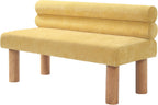 GDFStudio Upholstered Boucle Dining Bench with Backrest Farmhouse Entryway Bench with Rubber Wood Legs Long Indoor Bench for Bedroom Living Room End of Bed Dining Room Seating, Yellow