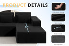 105" Modular Sectional Sofa for Living Room,Cloud Couch with L-Shape Chaise | Couch with Deep Seat, Memory Foam Cloud Sectional Couch, No Assembly, Luxury Velvet (Black, Right)