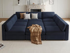Oversized Cloud Sleeper Couch 9 Seater Modular Sectional Sofa Blue | Modern Chenille Wide Deep Seat Sofa Bed, Comfy Luxury Couches for Living Room, Bedroom, Apartment, No Tool Assembly