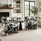 chairus Modern Dining Chairs Set of 2 Unique Sherpa Barrel Chairs Cute Comfy Upholstered Accent Chair for Living Room/Bedroom/Reception, Cow
