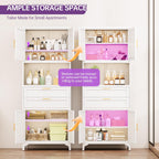75" Tall Food Kitchen Pantry Cabinet,Tall Bathroom Storage Cabinet with 4 Doors and Shelves & 2 Drawers, Freestanding Cupboard for Living Room/Bathroom (White)