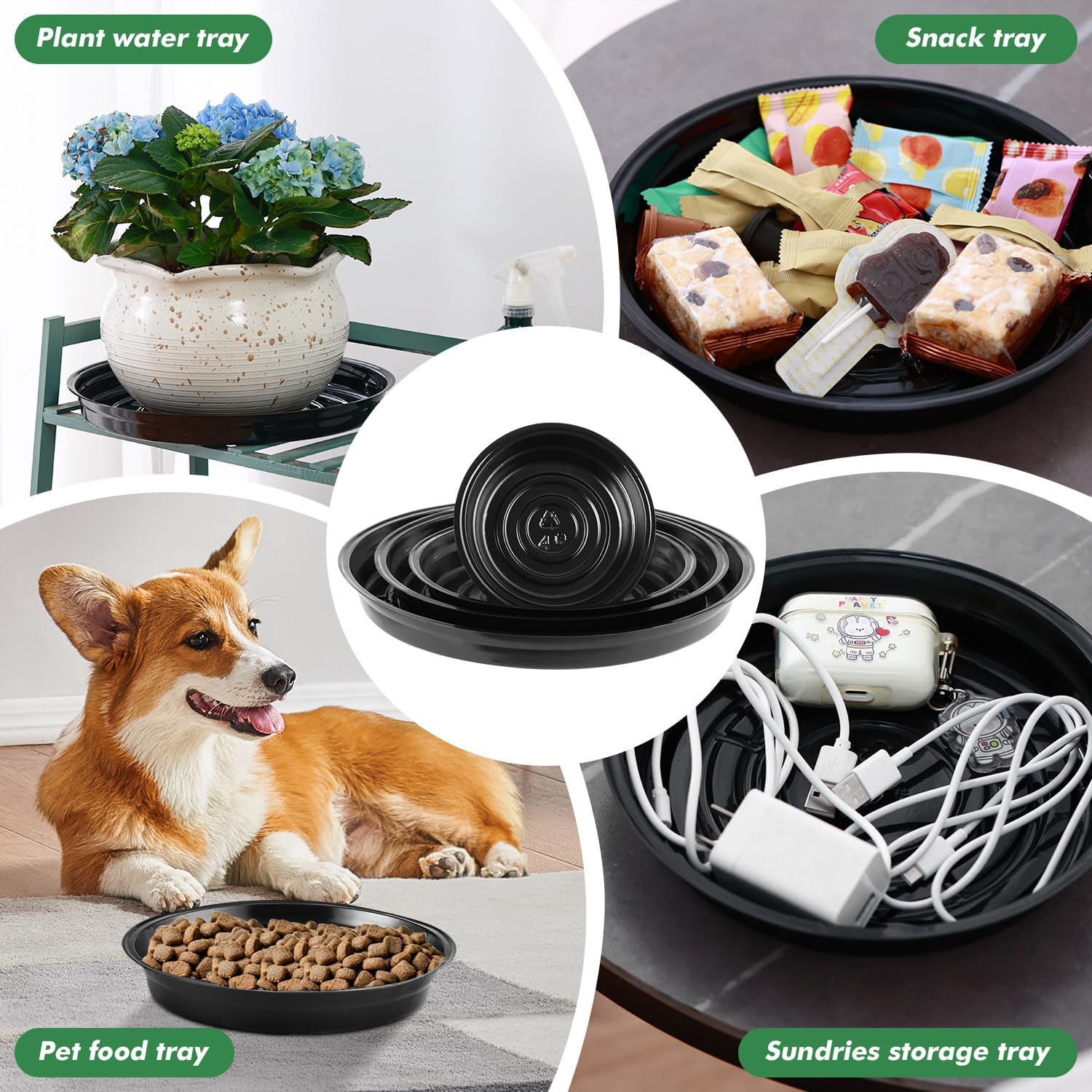 20 Pack 6 Inch Plant Saucer, Black Plant Saucers for Indoors No Holes, Plastic Plant Saucer for Plant Pots Plant Water Catcher Tray, Small Flower Pot Saucers Bulk Plant Drip Trays for Potted Plants