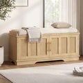 Heybly Shoe Cabinet with Bench, Rattan Entryway Storage Bench with Cushion, Shoe Storage Bench Cabinet with 2 Doors, Adjustable Shelves, Wooden Shoe Bench 31.5" for Living Room Bedroom Hallway HSB001N