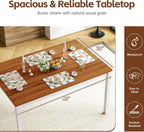 MU 5 Piece Dining Table Set for 4, Rectangular Wood Kitchen Table Chairs Set with Rubber Wood Legs, Space-Saving Farmhouse Dinette Set for Small Space, Dining Room, Apartment, Brown+White