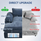 WUTUTUEE 69" Oversized Chaise Lounge Chair Indoor, No Assembly Blue Lounge Couch, Chenille Upholstered Sofa Bed with Pockets, Oversized Reading Chair with Ottoman for Living Room, Bedroom, Office