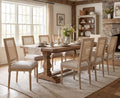 CIMOTA Farmhouse Dining Chairs Set of 8, French Rattan Dining Room Chairs with Rectangle Back/Distressed Wood Upholstered Vintage Side Chairs for Kitchen/Restaurant, Linen Beige/8PCS