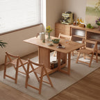 AnywaysWood Folding Dining Table with 4 Foldable Chairs Set, Space Saving Extendable Solid Wood Drop Leaf Table for Kitchen Dining Living Room Small Spaces Easy Assembly (55.12"×31.5"×30")