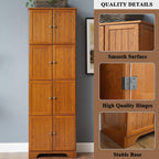 72" Tall Farmhouse Storage Cabinet, 4 Tier Kitchen Pantry Cabinet with 4 Shelves & 8 Doors, Freestanding Floor Storage Cabinet Wooden Organizer Bookcase for Living Room, Kitchen (Oak)