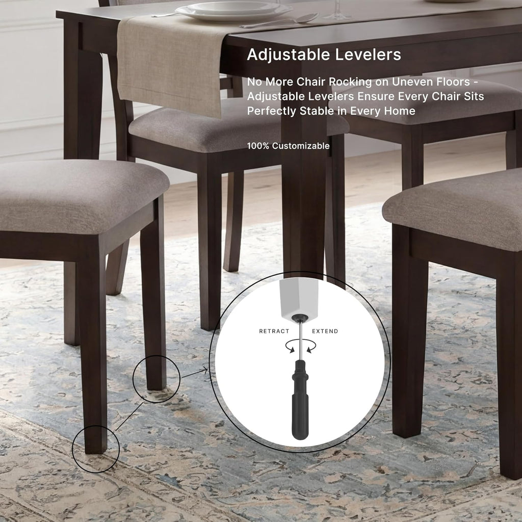 Signature Design by Ashley Langwest 6-Piece Dining Table Set with Bench | Seats up to 6, 60.38 in W dining table, Reverse diamond patterned veneer, Tapered legs, Light beige polyester fabric