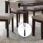 Signature Design by Ashley Langwest 6-Piece Dining Table Set with Bench | Seats up to 6, 60.38 in W dining table, Reverse diamond patterned veneer, Tapered legs, Light beige polyester fabric