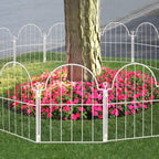 10 Pack White Decorative Garden Fence, 17in(H) x 10ft(L), with Ground Stake